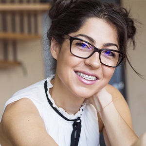 Woman with adult orthodontic smiling