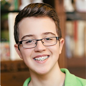 Teen with traditional braces