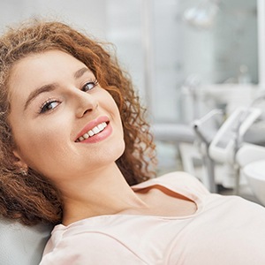 Woman with straight teeth in Enfield