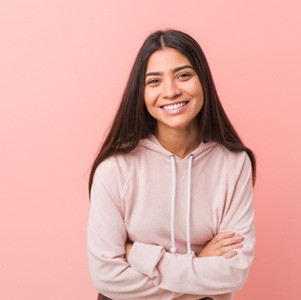 Confident, smiling teen girl with straight teeth