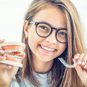 Teen with traditional braces