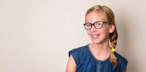 Young girl with braces